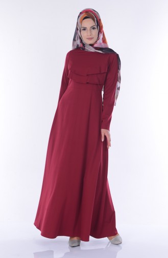 Claret Red Hijab Dress 5004-05