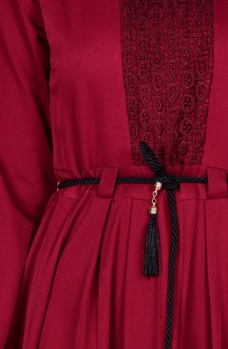 Claret Red Hijab Dress 5007-05