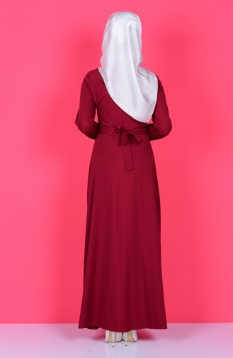 Claret Red Hijab Dress 5011-03