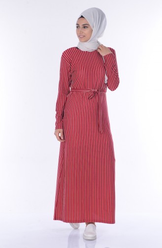 Claret Red Hijab Dress 0587-02