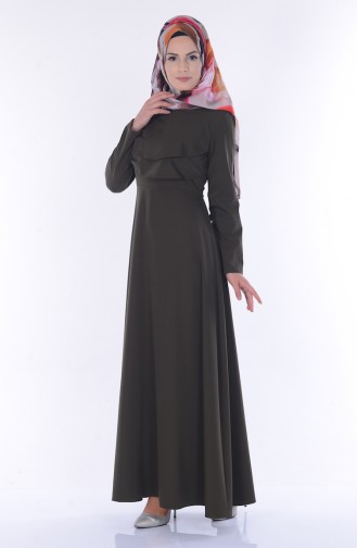 Khaki Hijab Dress 5004-02