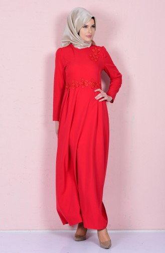 Rot Hijab Kleider 5014-01