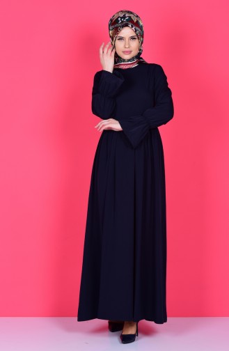 Navy Blue Hijab Dress 5005-04