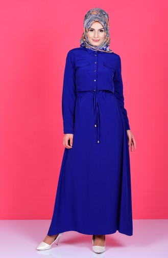 Saxe Hijab Dress 8600-05