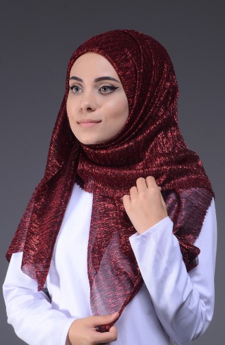 Simli Şal 91020-02 Kırmızı
