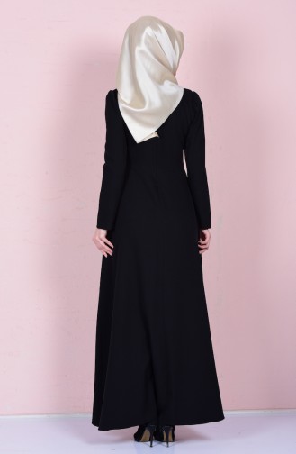 Dantel Detaylı Elbise 5014-07 Siyah