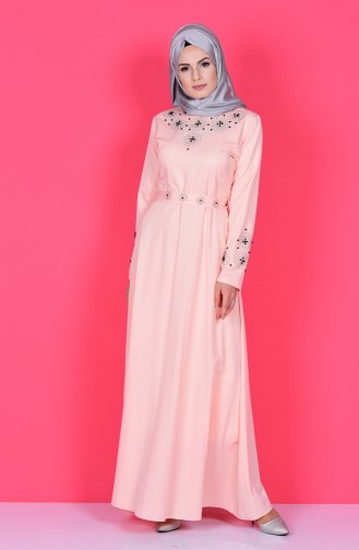 Salmon Hijab Dress 5010-03
