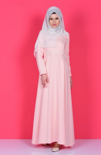 Lachsrosa Hijab Kleider 5014-04