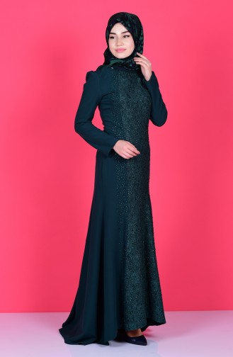 Smaragdgrün Hijab-Abendkleider 3016-05
