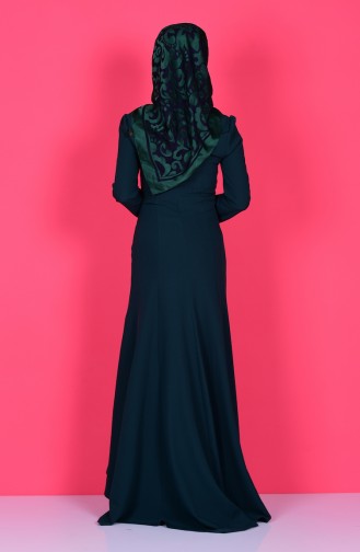 Emerald Green Hijab Evening Dress 3016-05