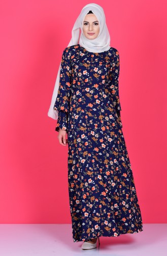Navy Blue Hijab Dress 4045-41