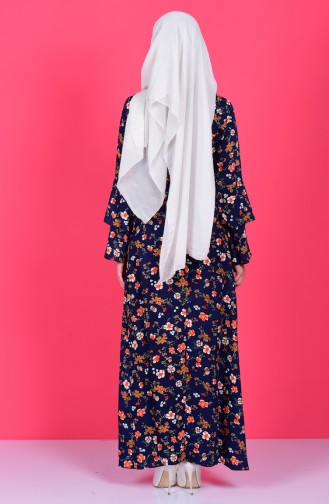 Navy Blue Hijab Dress 4045-41