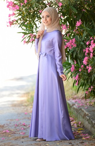 Violet Hijab Evening Dress 1086-06