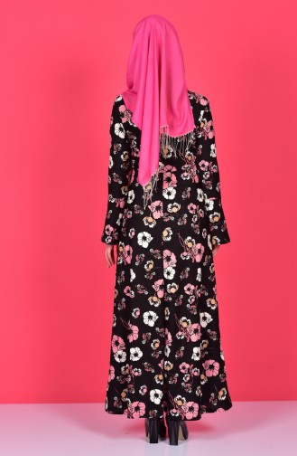 Çiçek Desenli Elbise 0486F-01 Pudra
