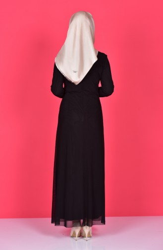 Black Hijab Evening Dress 4222-03