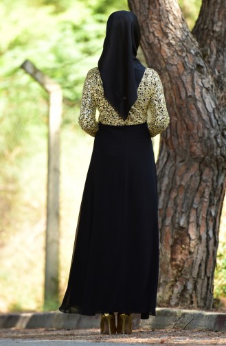 Black Hijab Evening Dress 3094-03