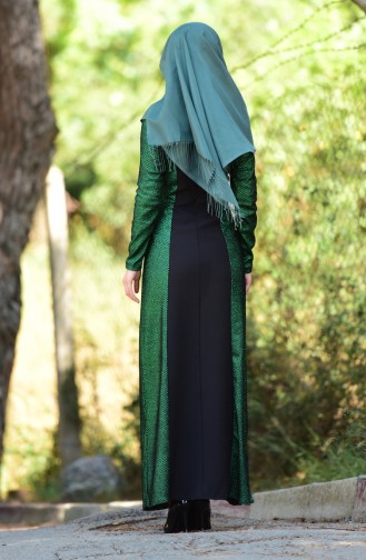 Simli Abiye Elbise 1001-05 Zümrüt Yeşil