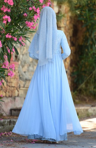 Baby Blue Hijab Evening Dress 1055-04