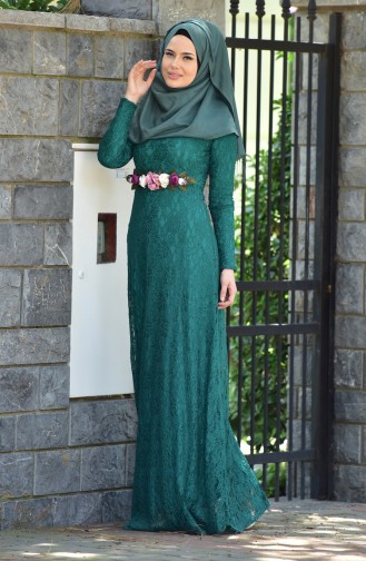فستان أخضر زمردي 1053-01