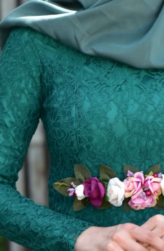 فستان أخضر زمردي 1053-01