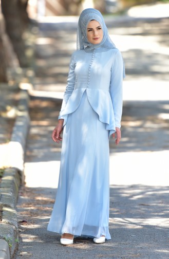 Baby Blue Hijab Dress 1077-01