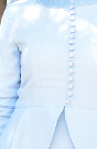 Düğme Detaylı Şifon Elbise 1077-01 Bebe Mavi
