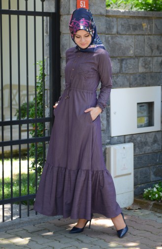 Plum Hijab Dress 3106-01
