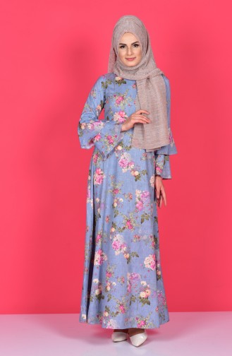 Turquoise Hijab Dress 4045A-07