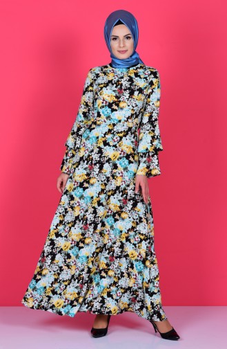 Türkis Hijab Kleider 4045-40