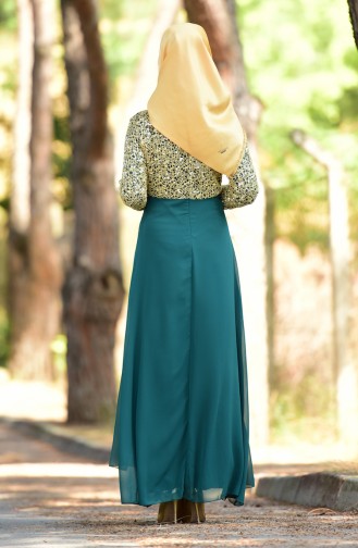 Green Hijab Evening Dress 3094-01