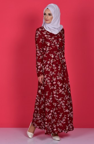 Claret Red Hijab Dress 3060-02