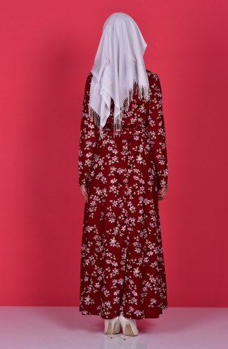 Weinrot Hijab Kleider 3060-02