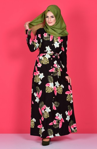 Khaki Hijab Dress 0482A-01