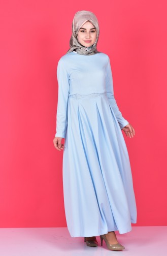 Eisblau Hijab Kleider 6058-02