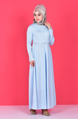 Ice Blue Hijab Dress 6058-02