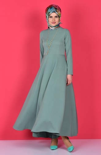 Dark Mint green Hijab Dress 4055-32