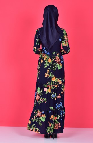 Navy Blue Hijab Dress 1466-03