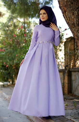 Violet Hijab Evening Dress 1004-02