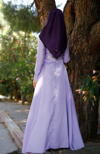 Violet Hijab Evening Dress 1004-02