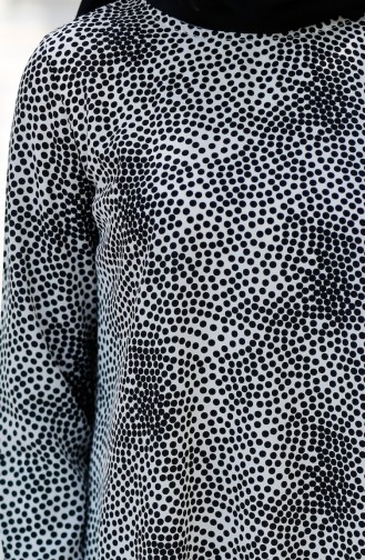 Puanlı Krep Tunik 3070-01 Siyah Beyaz