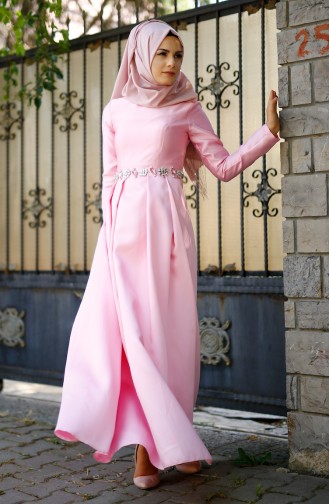 Rosa Hijab-Abendkleider 1004-04