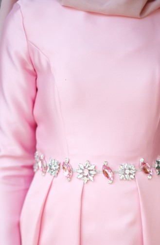 Pink Hijab Evening Dress 1004-04