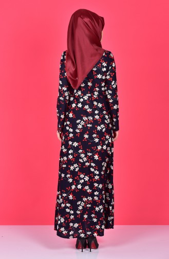 Navy Blue Hijab Dress 3059-01