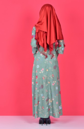 Grün Hijab Kleider 4045A-09