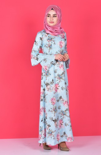 Turquoise Hijab Dress 4045A-10