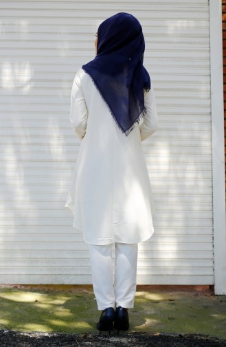 Düz Krep Tunik 3071-01 Ekru