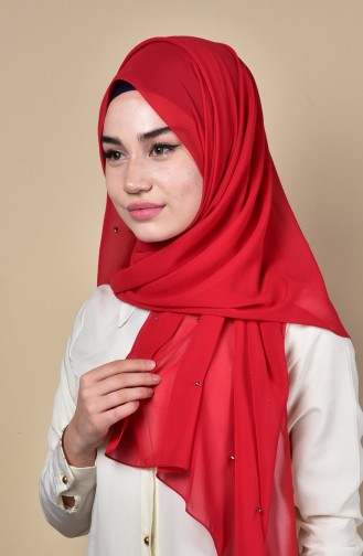 Metal stapled Chiffon Shawl 3030-03 Red 03