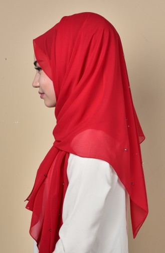 Châle Mousseline Détail Métal 3030-03 Rouge 03