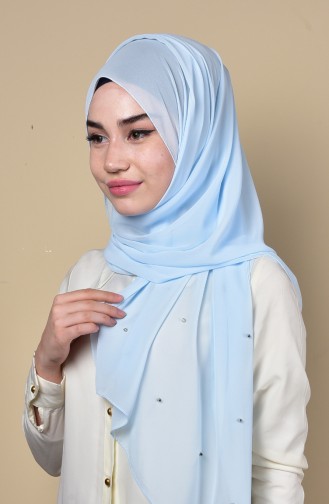 Metal stapled Chiffon Shawl 3030-04 Baby Blue 04