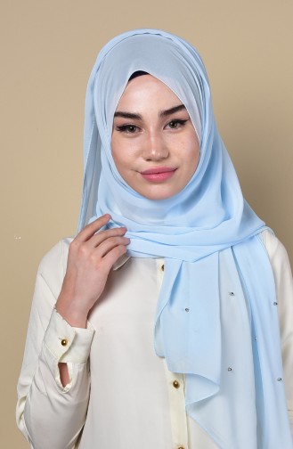 Metal stapled Chiffon Shawl 3030-04 Baby Blue 04